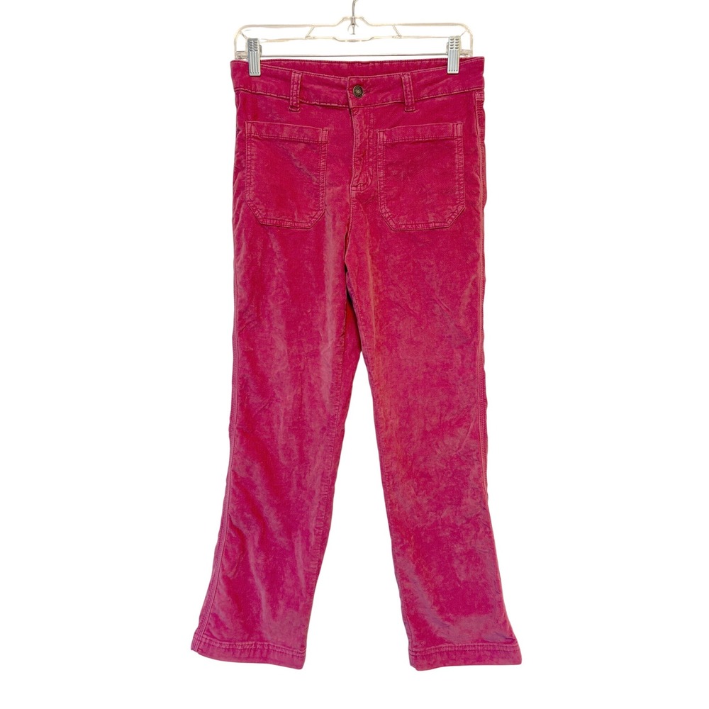Free‎ People Magenta Pink Velvet Utility Carpenter Pants Straight Leg Size 6